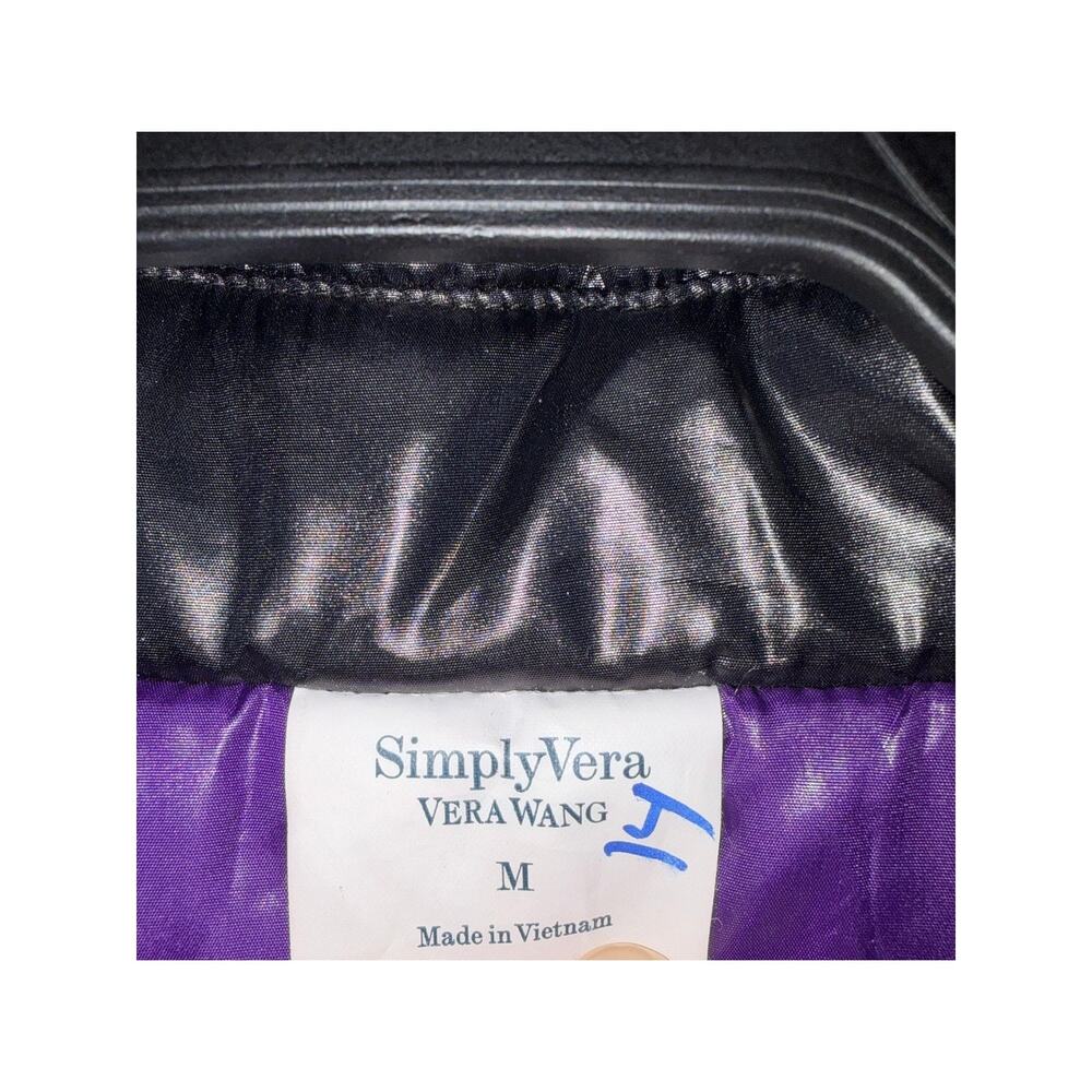 Simply Vera Wang 90s Black Utility Puffer Jacket with Purple Lining size Medium - Picture 5 of 9